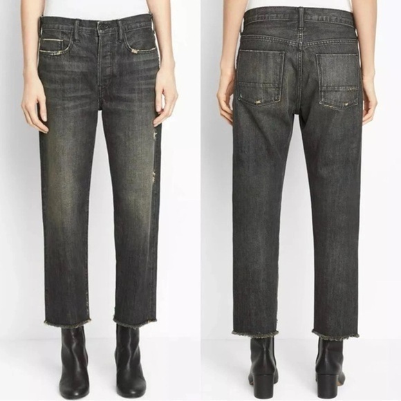 Vince Women’s Black Distressed Relaxed Fit Jeans Size 26 - Picture 1 of 14